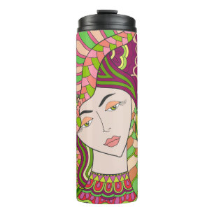 Fantasy Woman: Abstract Spring Folk. Thermal Tumbler