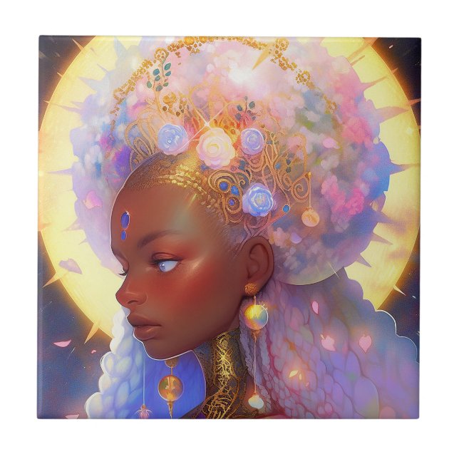 Fantasy Woman African American Art Ceramic Tile (Front)