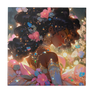 Fantasy Woman African American Art Ceramic Tile
