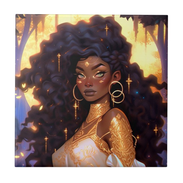 Fantasy Woman African American Art Ceramic Tile (Front)