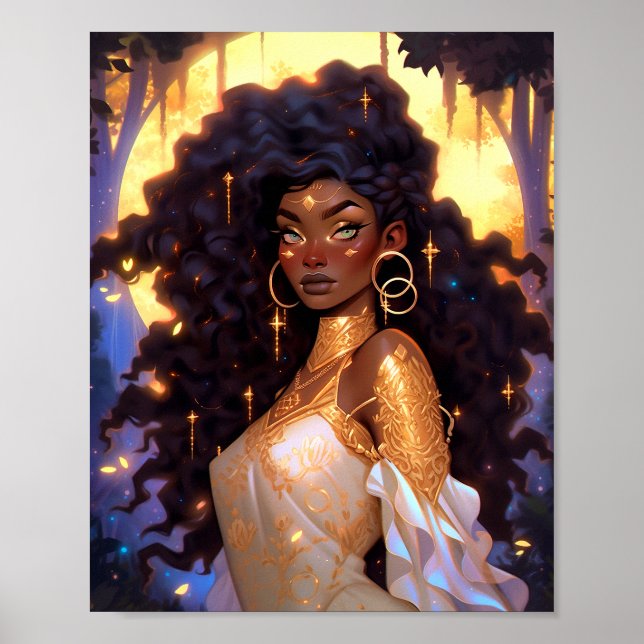 Fantasy Woman African American Art Poster (Front)