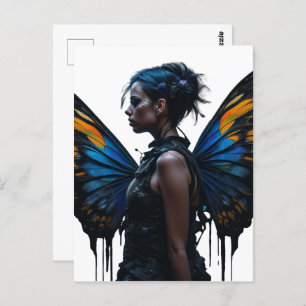 Fantasy Woman and Butterfly Wings AI Art Postcard