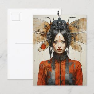 Fantasy Woman and Insect Wings Scifi AI Art Postcard