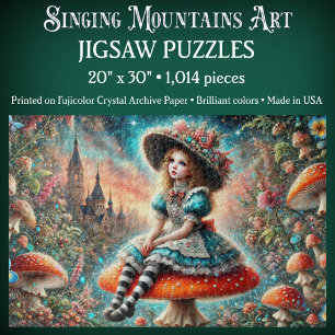 Fantasy Wonderland Alice On Mushroom Jigsaw Puzzle