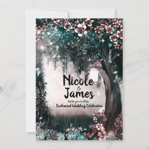 Fantasy Woodland Enchanted Blush Forest Wedding Invitation