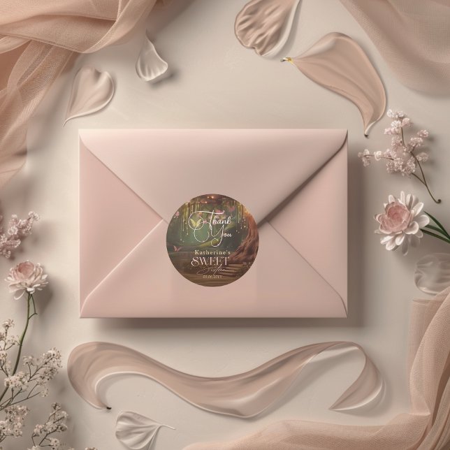 Fantasy Woodland Enchanted Forest Glow Sweet 16 Classic Round Sticker (Creator Uploaded)