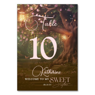 Fantasy Woodland Enchanted Forest Glow Sweet 16 Table Number