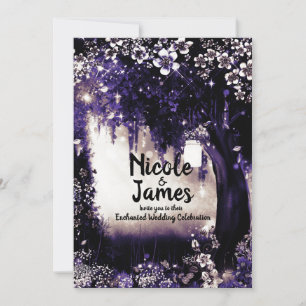 Fantasy Woodland Enchanted Purple Forest Wedding  Invitation