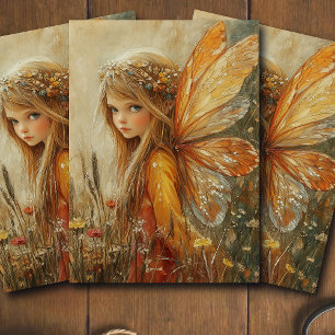 Fantasy Woodland Fairy with Wildflowers Decoupage Tissue Paper