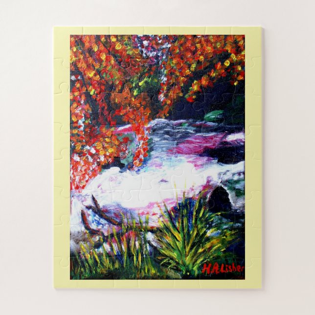 Fantasy woodland stream art jigsaw puzzle (Vertical)