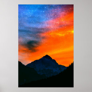 Fantasy world at mountains poster