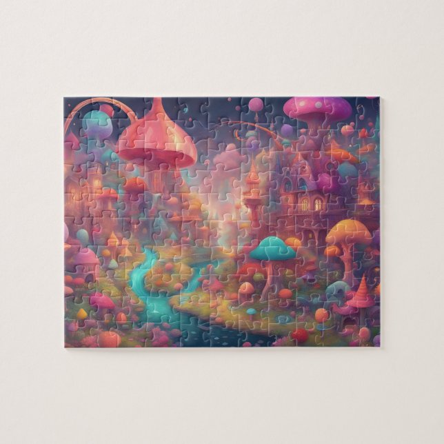 Fantasy World Colourful Watercolor Castle Jigsaw Puzzle (Horizontal)