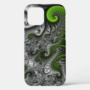 Fantasy World Green And Gray Abstract Fractal Art iPhone 12 Case