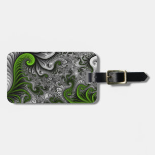 Fantasy World Green And Gray Abstract Fractal Art Luggage Tag