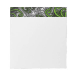 Fantasy World Green And Gray Abstract Fractal Art Notepad