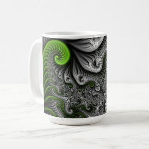 Fantasy World Green And Grey Abstract Fractal Art Coffee Mug