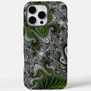 Fantasy World Green And Grey Abstract Fractal Art iPhone 16 Pro Max Case