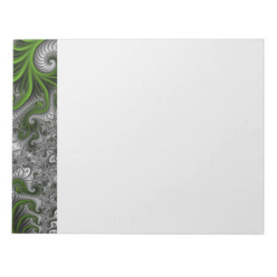 Fantasy World Green And Grey Abstract Fractal Art Notepad