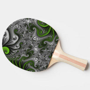 Fantasy World Green And Grey Abstract Fractal Art Ping Pong Paddle