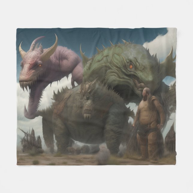 Fantasy World Monsters Fleece Blanket (Front (Horizontal))