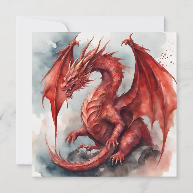 Fantasy World Red Dragon Abstract  Card (Front)