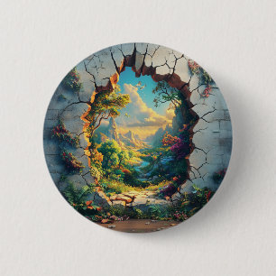 Fantasy World Through a Cracked Wall Design 6 Cm Round Badge