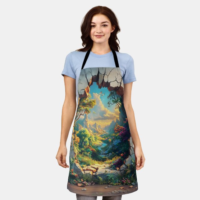 Fantasy World Through a Cracked Wall Design Apron (Worn)