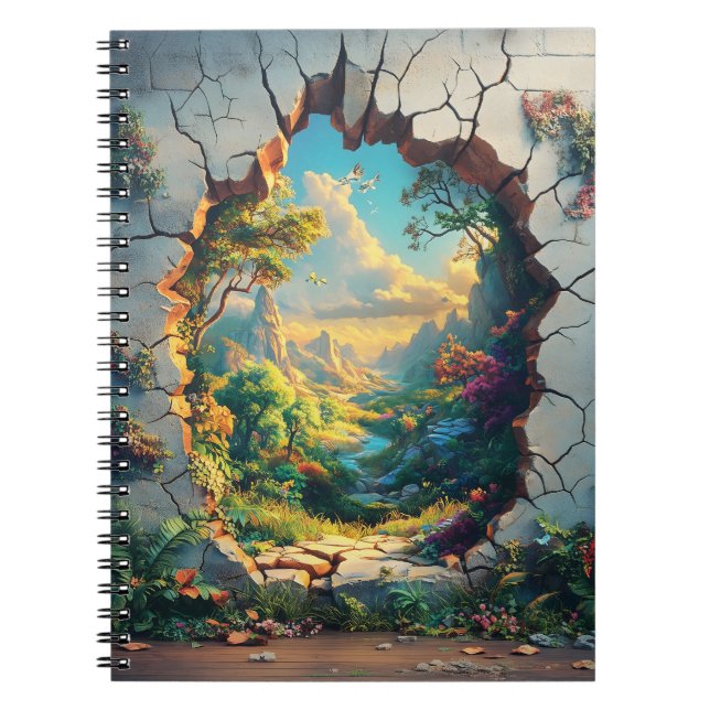 Fantasy World Through a Cracked Wall Design Notebook (Front)