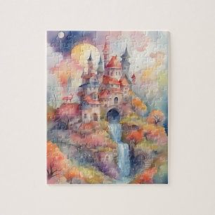 Fantasy World Watercolor Colourful Castle Jigsaw Puzzle