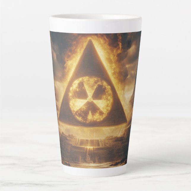 Fantasy Yellow Radioactive Symbol Digital Art Latte Mug (Front)