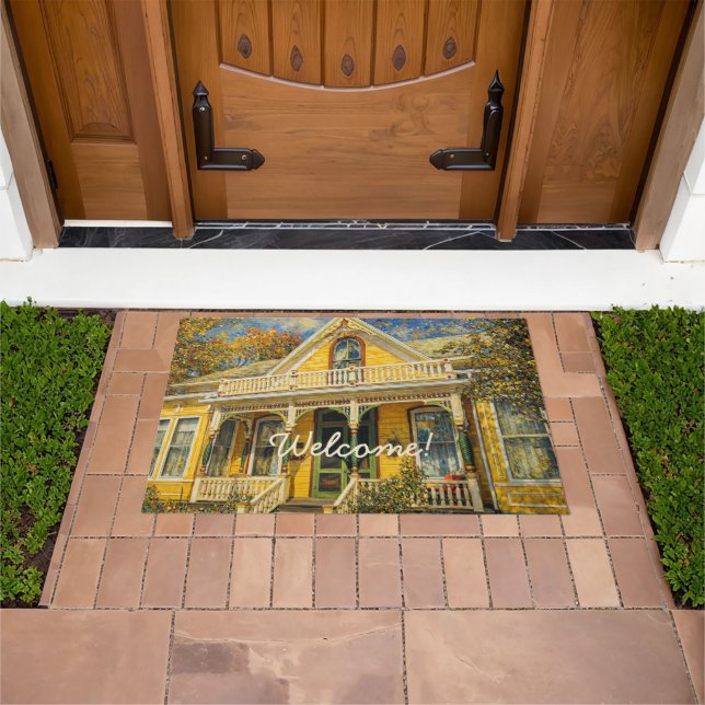 Fantasy Yellow Victorian House Doormat (Outdoor)