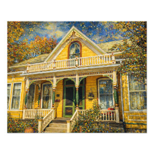Fantasy Yellow Victorian House Photo Print