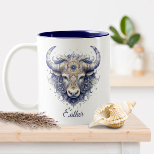 Fantasy Zodiac Bull Symbol Celestial Taurus Two-Tone Coffee Mug