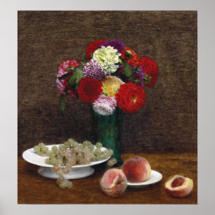 Fantin-Latour - Grapes And Peaches Dahlias Poster