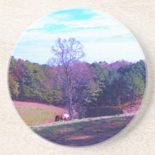 Far Away Horse in a Purple Field Coaster