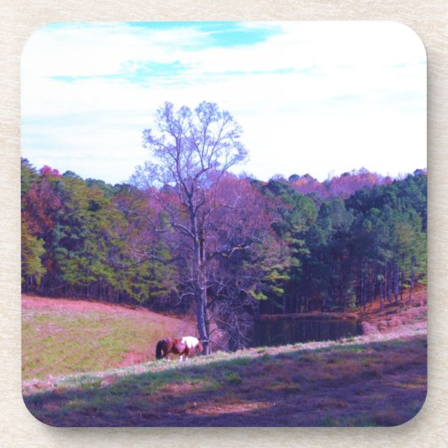 Far Away Horse in a Purple Field Coaster (Front)