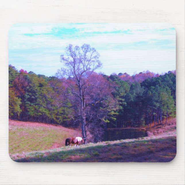 Far Away Horse in a Purple Field Mouse Pad (Front)