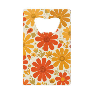 Far Out Cheerful Retro Daisies Burnt Orange Gold