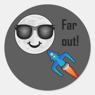 Far Out Design - Dark Grey Classic Round Sticker