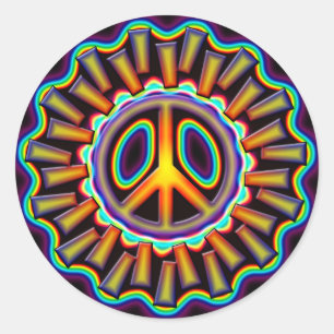 FAR OUT PEACE SIGN CLASSIC ROUND STICKER