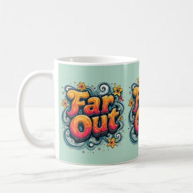 Far Out Retro 70s Psychedelic Groovy Hippie Coffee Mug (Left)