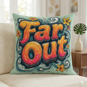 Far Out Retro 70s Psychedelic Groovy Hippie Cushion