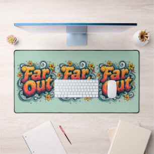 Far Out Retro 70s Psychedelic Groovy Hippie Desk Mat