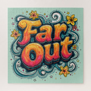 Far Out Retro 70s Psychedelic Groovy Hippie Jigsaw Puzzle
