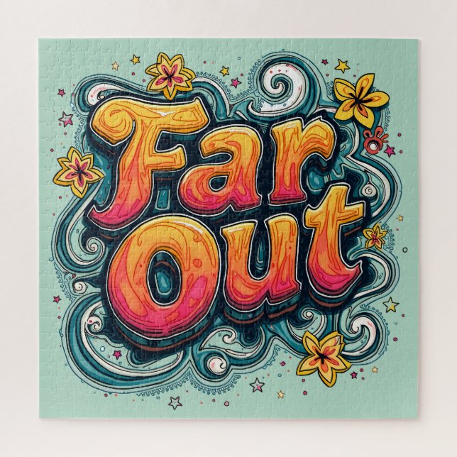 Far Out Retro 70s Psychedelic Groovy Hippie Jigsaw Puzzle (Vertical)