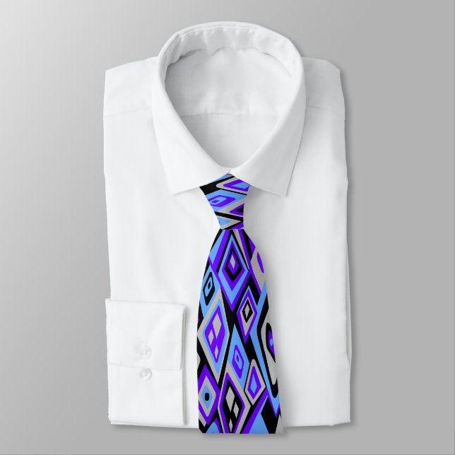 Far Out Retro Abstract Two-side Printed Tie (Tied)