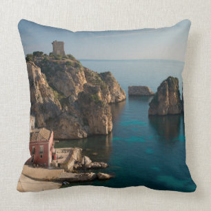 Faraglioni and Tonnara in Scopello, Sicily Cushion