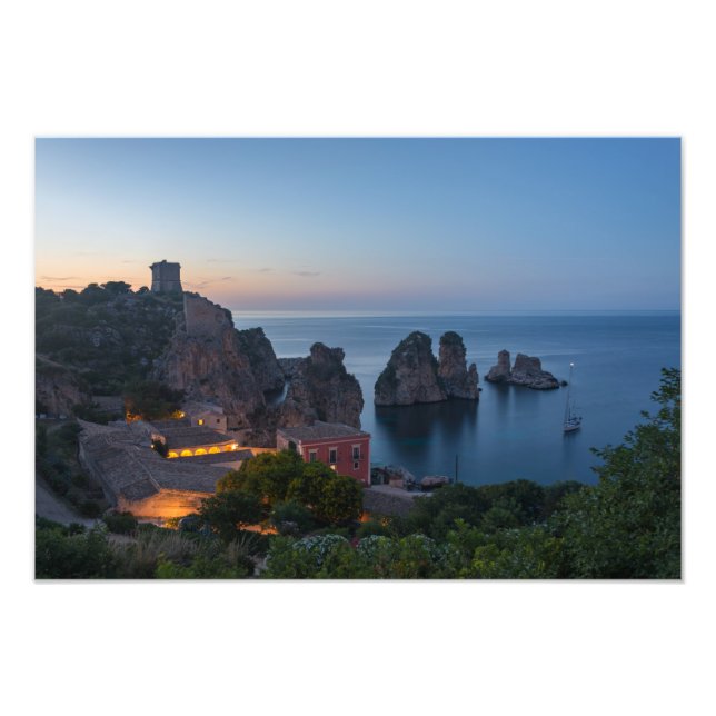 Faraglioni and Tonnara in Scopello, Sicily Photo Print (Front)