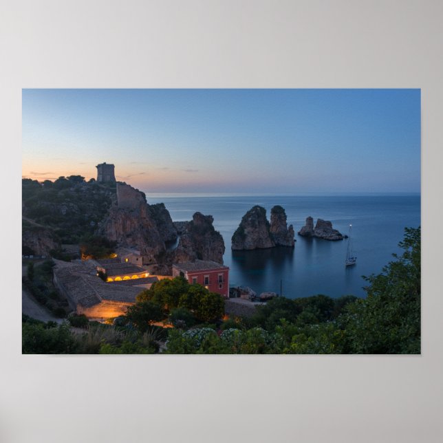 Faraglioni and Tonnara in Scopello, Sicily Poster (Front)