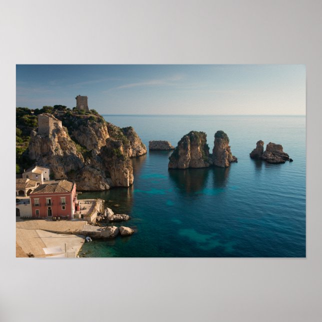 Faraglioni and Tonnara in Scopello, Sicily Poster (Front)